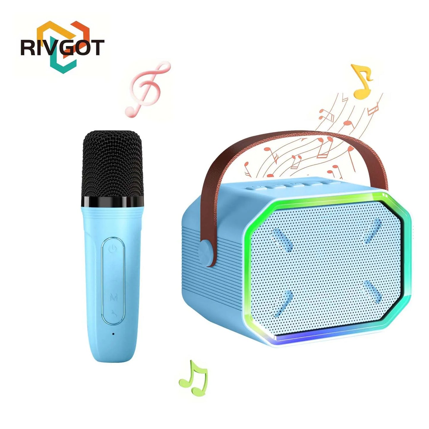 RIVGOTC Mini Karaoke Machine for Kids Bluetooth Microphone