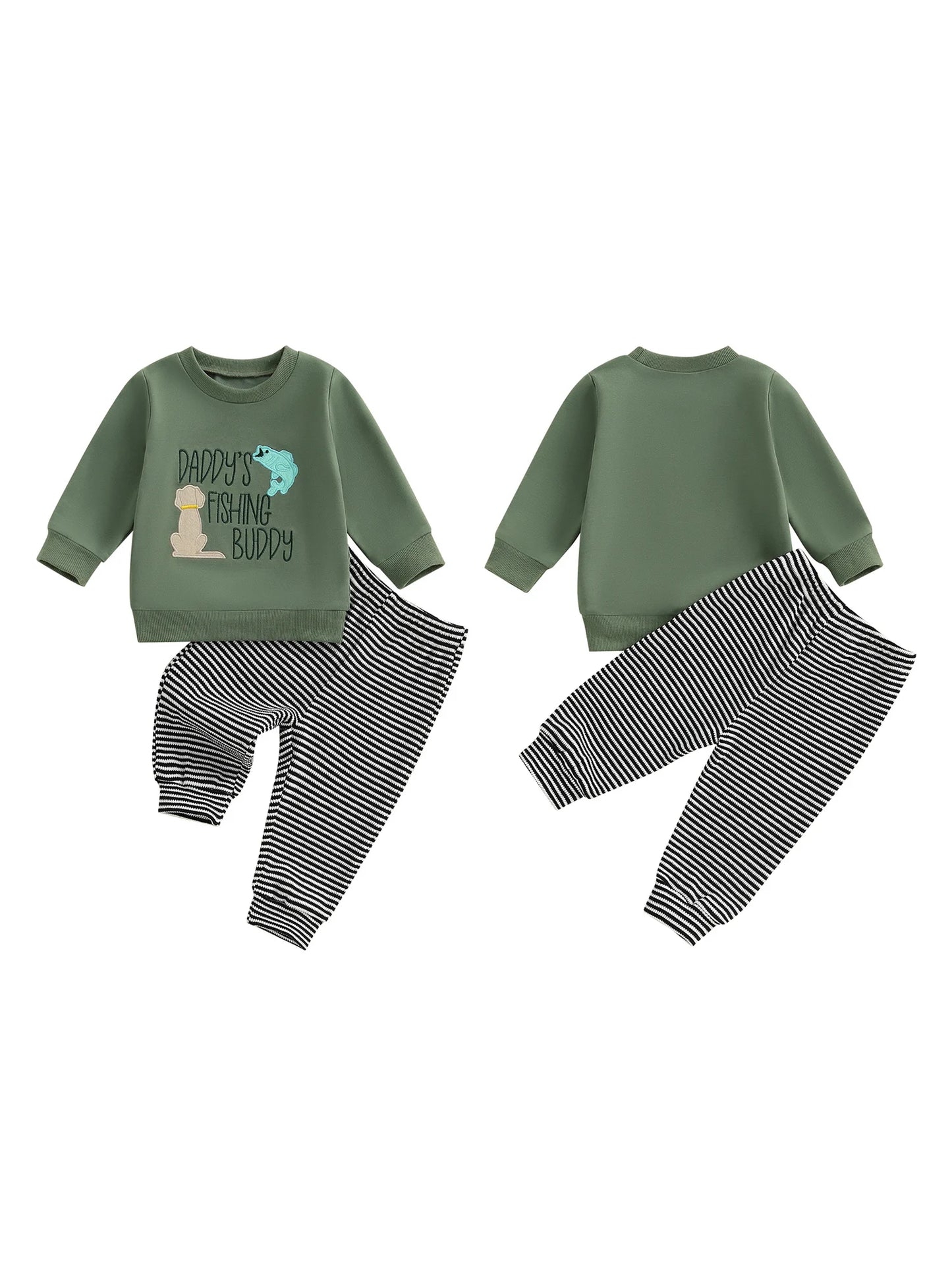 Meihuida Baby Winter 2-Piece Bear Print Hooded Jacket Pants Set