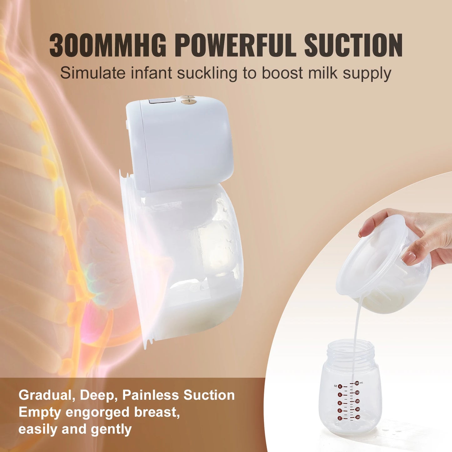 SucceBuy Wearable Hands Free Breast Pump Ultra Quiet LED