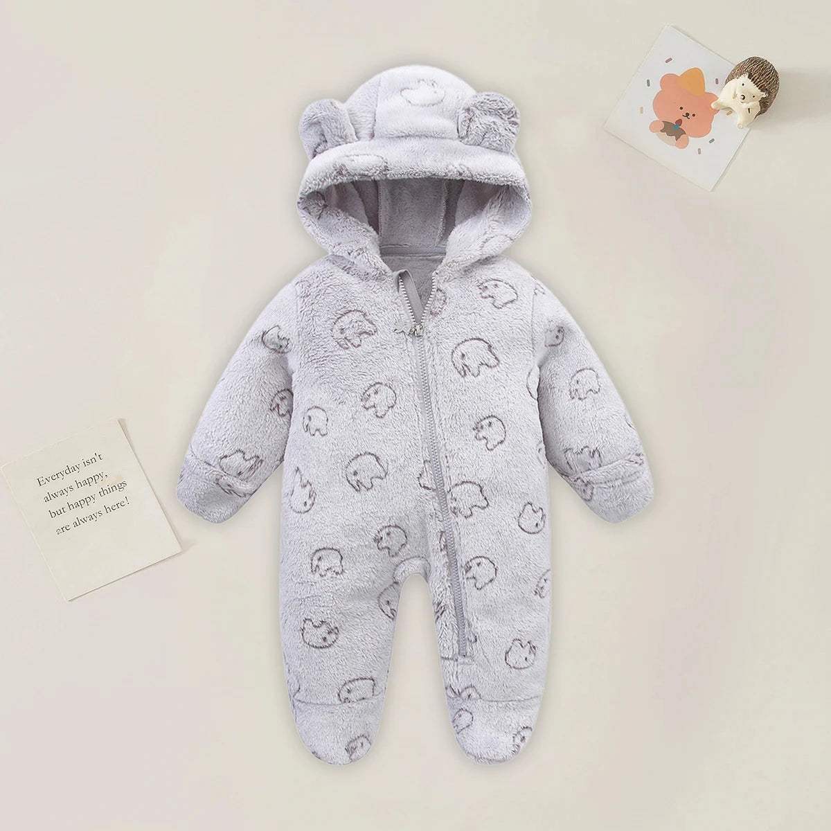 Unisex Cartoon Cotton Newborn Romper Warm Flannel Jumpsuit