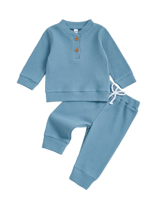 Guangdong Infant Unisex Waffle Knit Two Piece Sweater Jogger Set