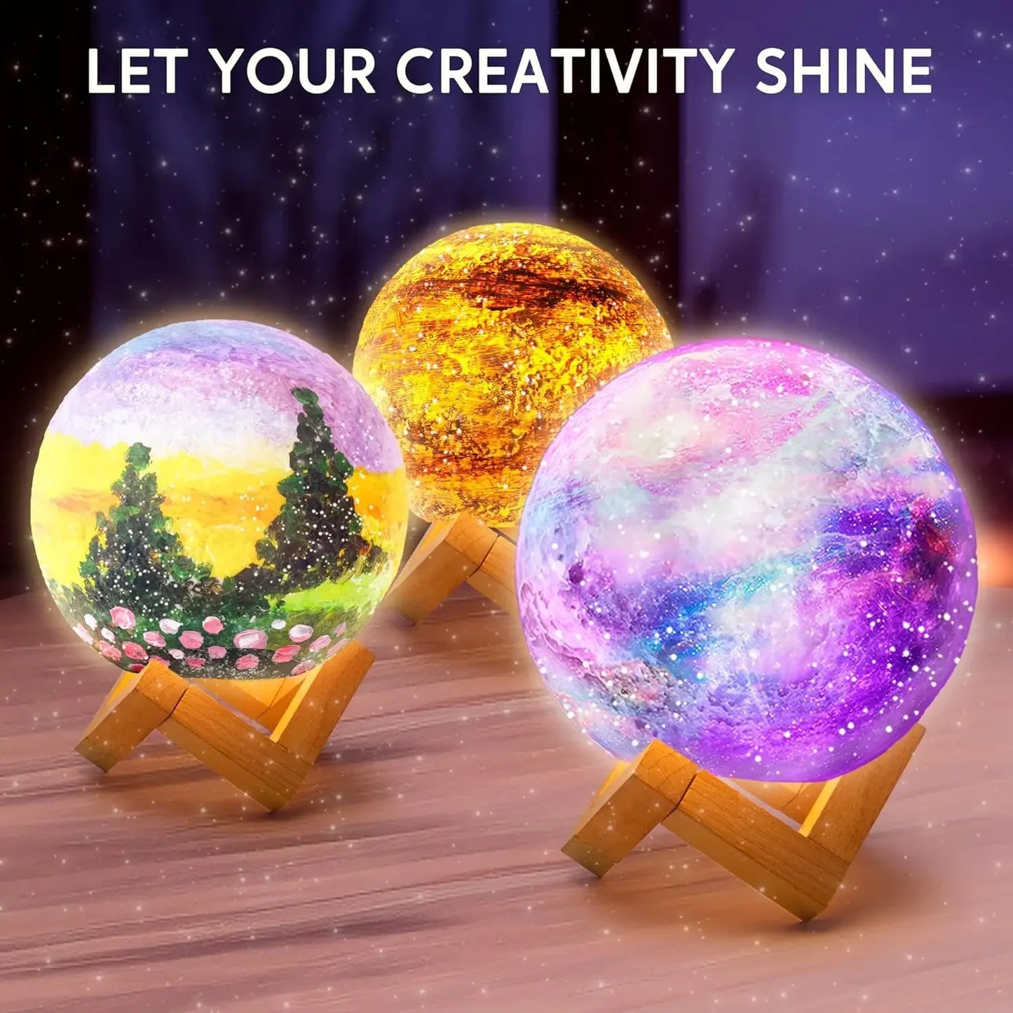 Joyfy Diy Moon Night Light Paint Your Own Lamp Kit