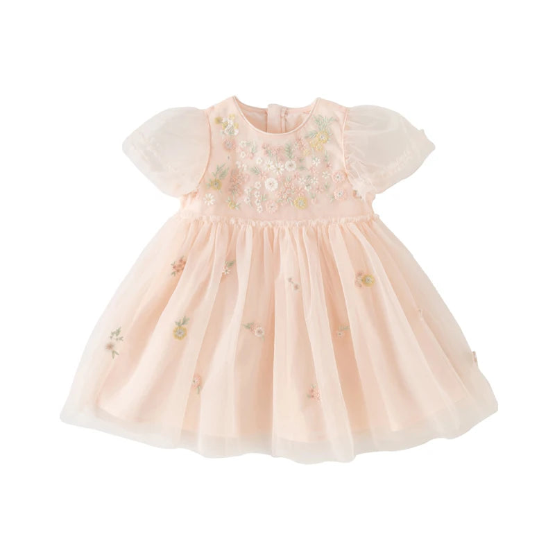 DAVE＆BELLA Floral Puff Mesh Pageant Dress For Girls