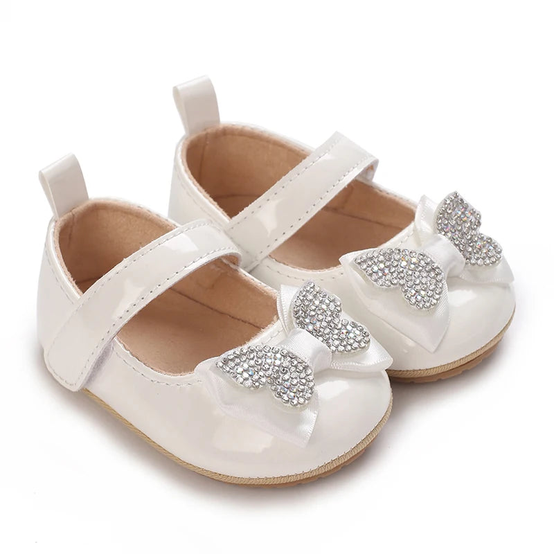 Baby Girls First Walkers Butterfly Knot Shoes Soft Rubber Bottom
