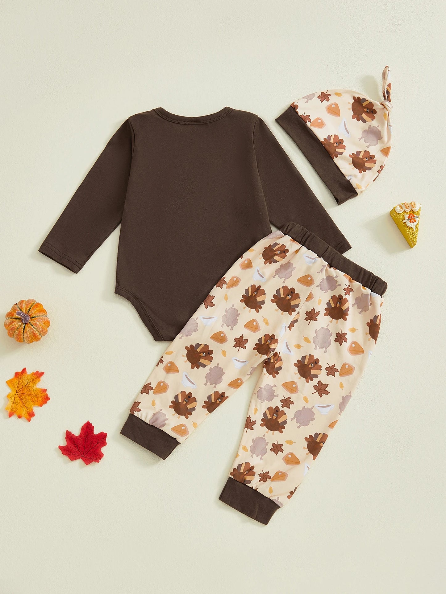Guangdong CN Baby Thanksgiving 3Pcs Turkey Print Romper Set