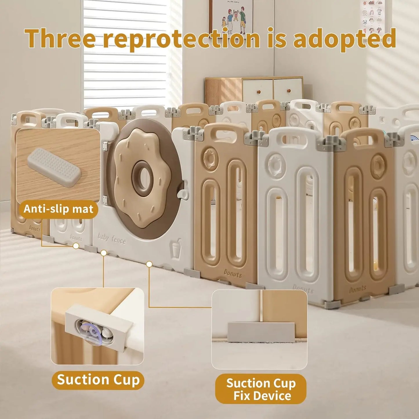 SHXIH Foldable Baby Playpen With Safety Gate Panels 14 18 22