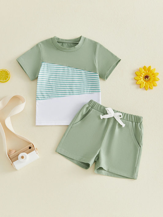 Infant Boys Summer Outfit Short Sleeve Shirt and Coordinating Shorts