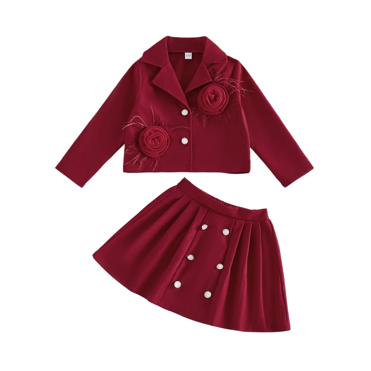 Toddler Girl Floral 2 Piece Blazer and Pleated Skirt Set
