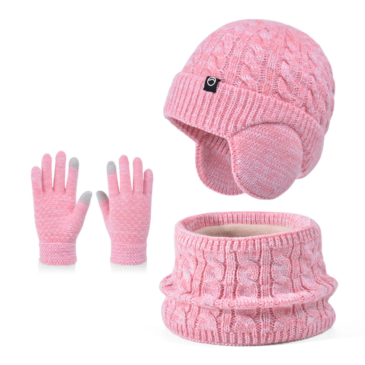 WinterKnit Hat Scarf and Gloves Set for Children ThermalInsulationAllWeatherProtection