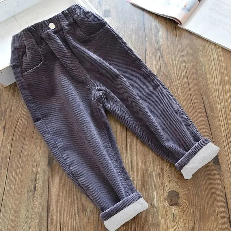 Sonkpuel Kids Warm Corduroy Pants For Autumn Winter