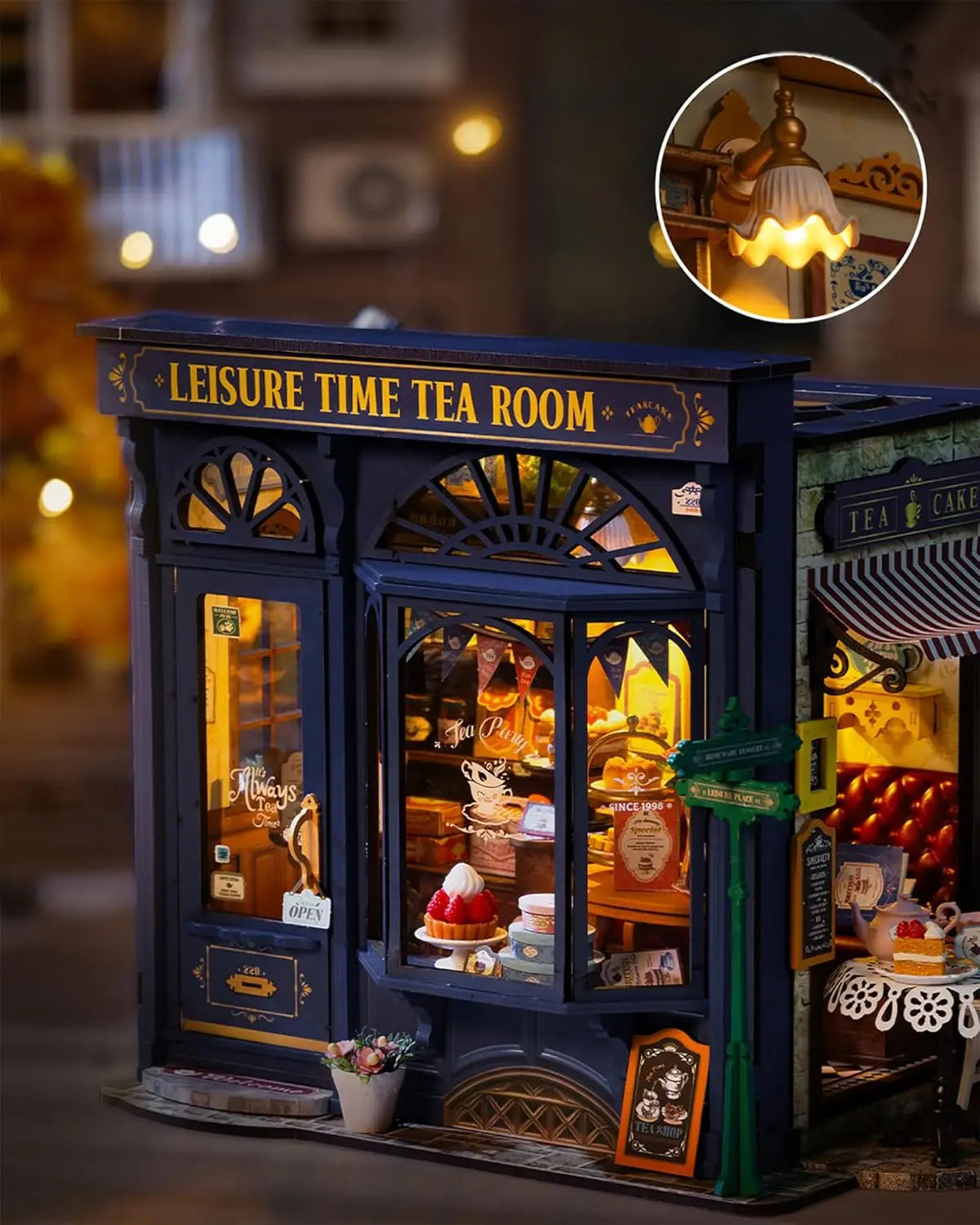 Robotime DIY Leisure Time Tea Room Wooden Dollhouse Kit