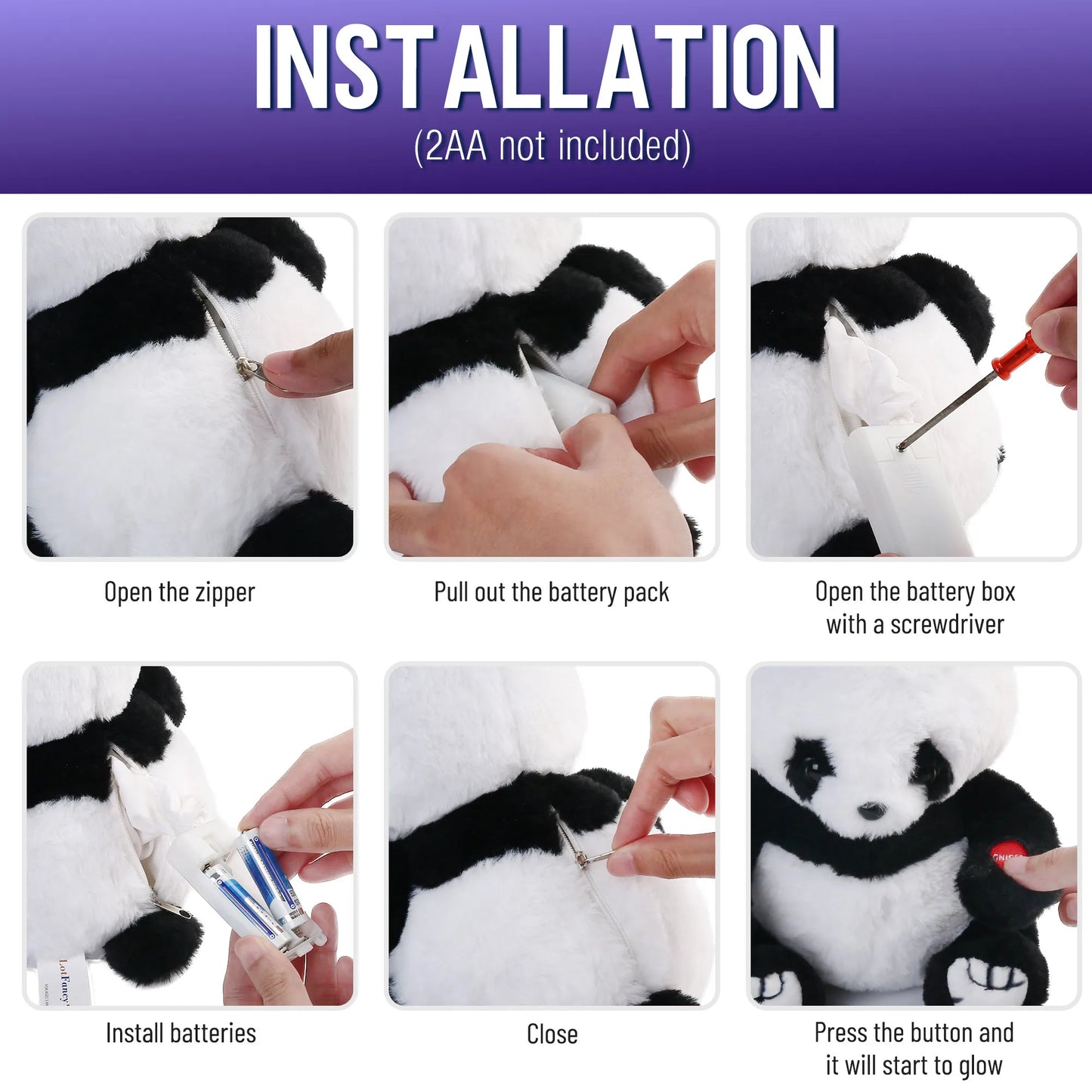 Panda Plush Light Up Toy With LED Gift For Children
