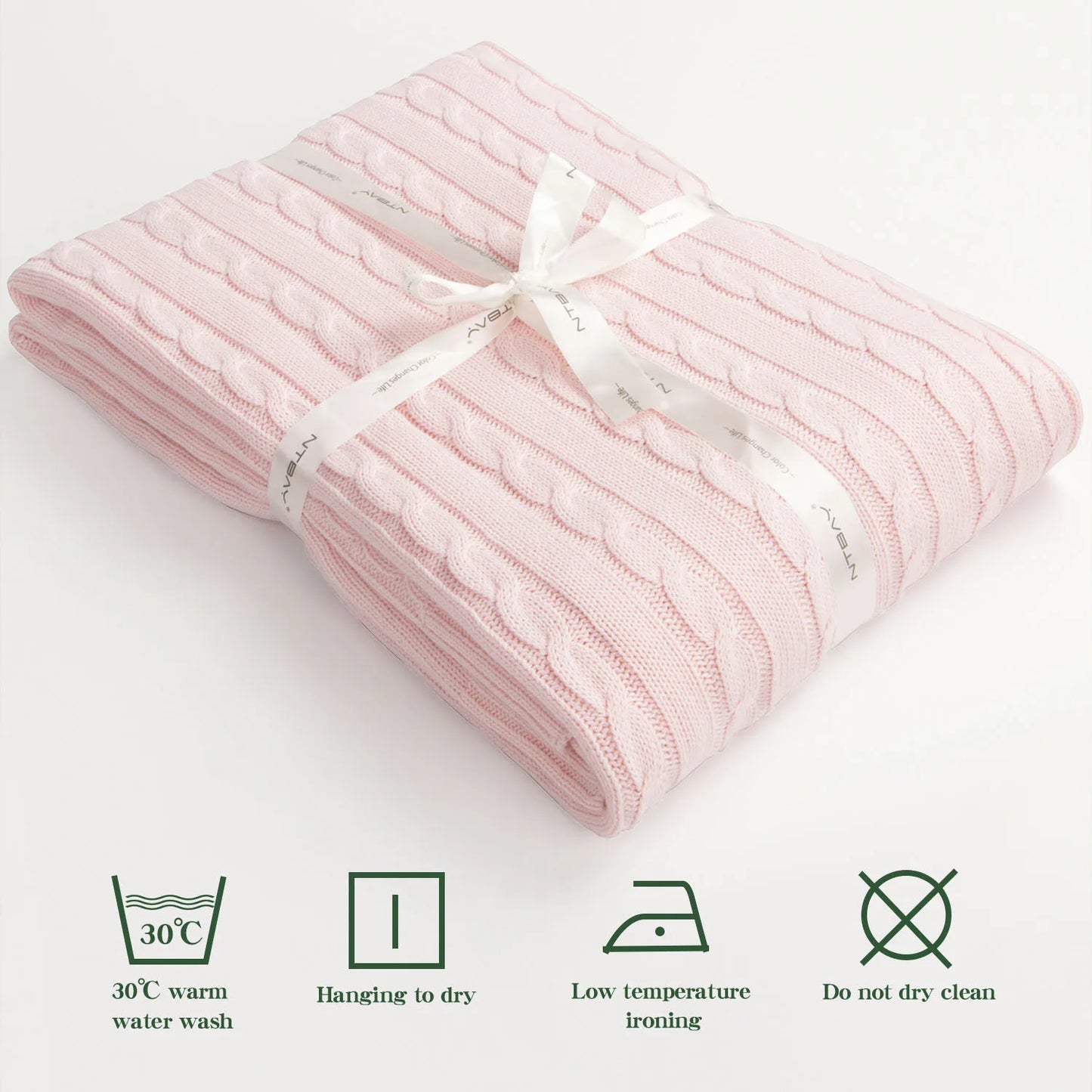 Ntbay 100 Percent Cotton Cable Knit Toddler Blanket Soft