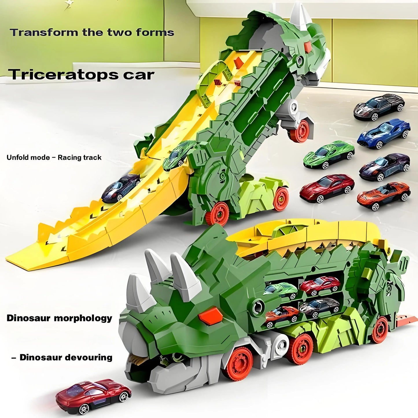 Dinosaur Toy Triceratops Car Tyrannosaurus Rex Play Vehicle