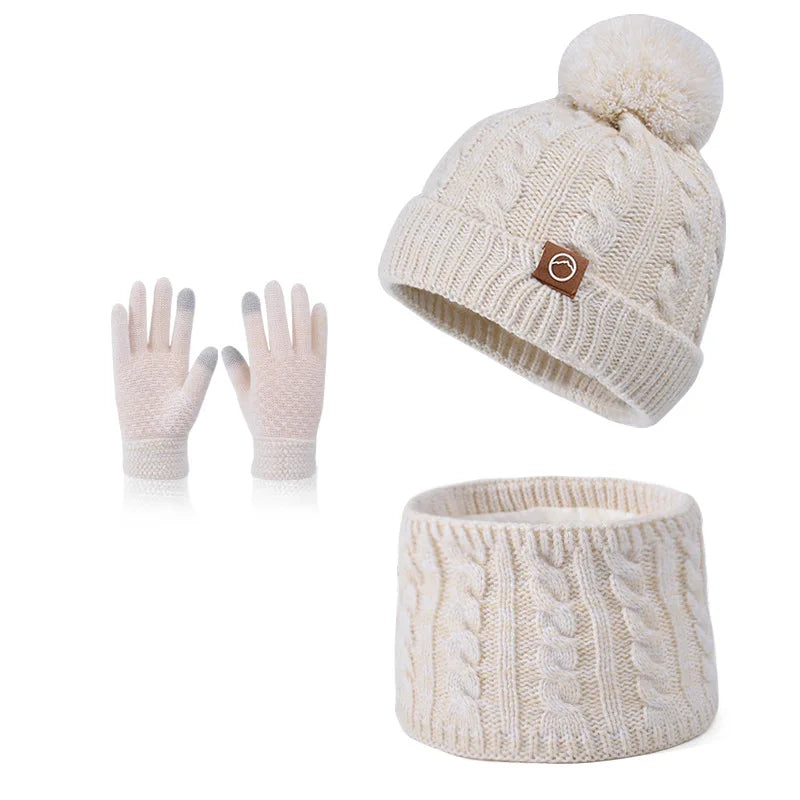 KINIJACN 3pc Kids Winter Hat Scarf Gloves Set Unisex AllSeasonProtectionThermalWarmth