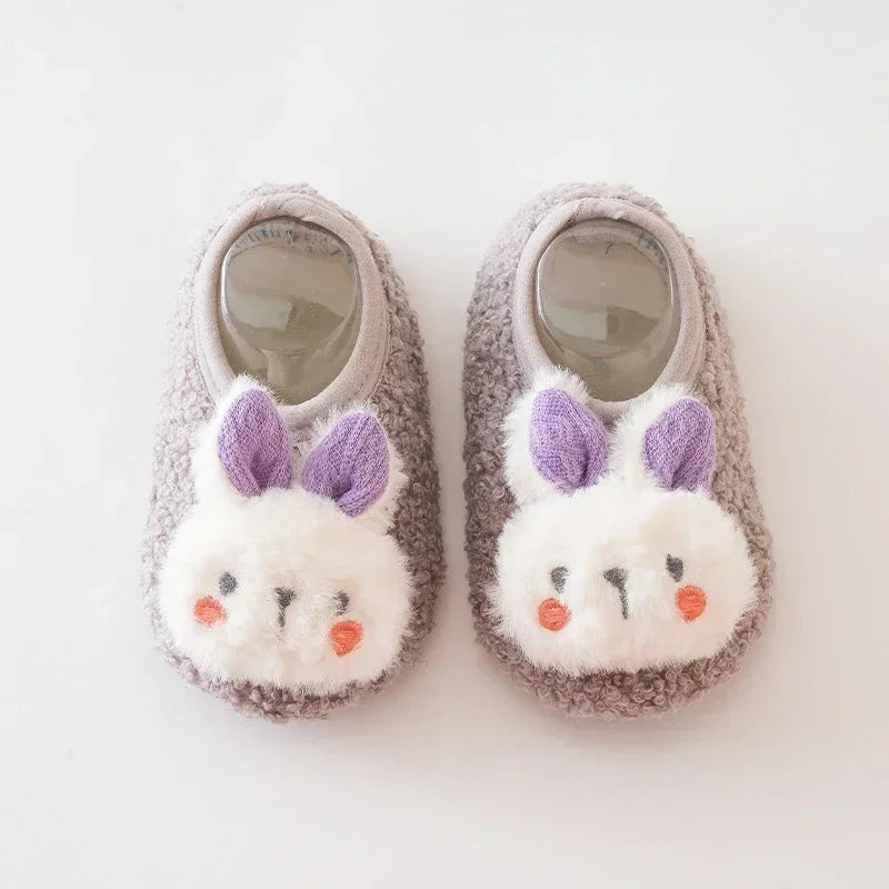 CN Baby Plush Slippers Toddler Anti Slip Indoor Shoes Winter