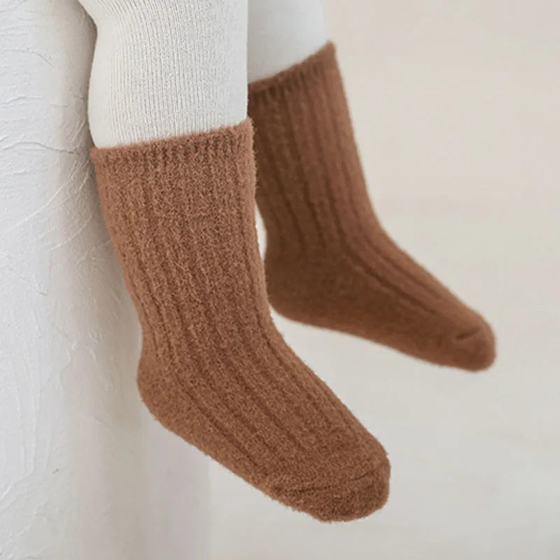 CN Warm Baby Socks Winter Thick Cotton Mid Tube 3 Pairs