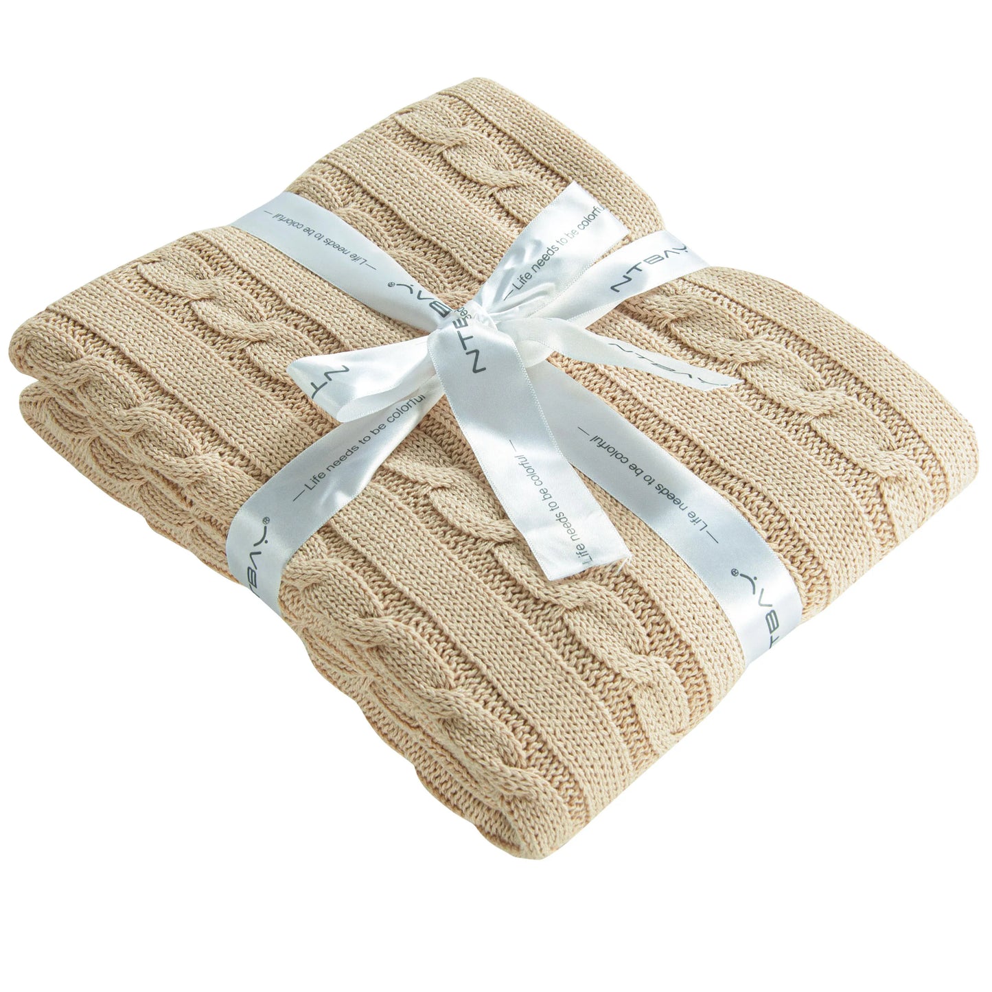 Ntbay 100 Percent Cotton Cable Knit Toddler Blanket Soft