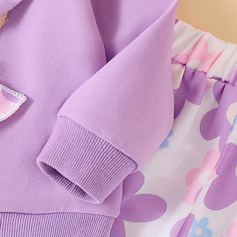 Pudcoco Cute Toddler Girl Autumn Three Piece Bear Set