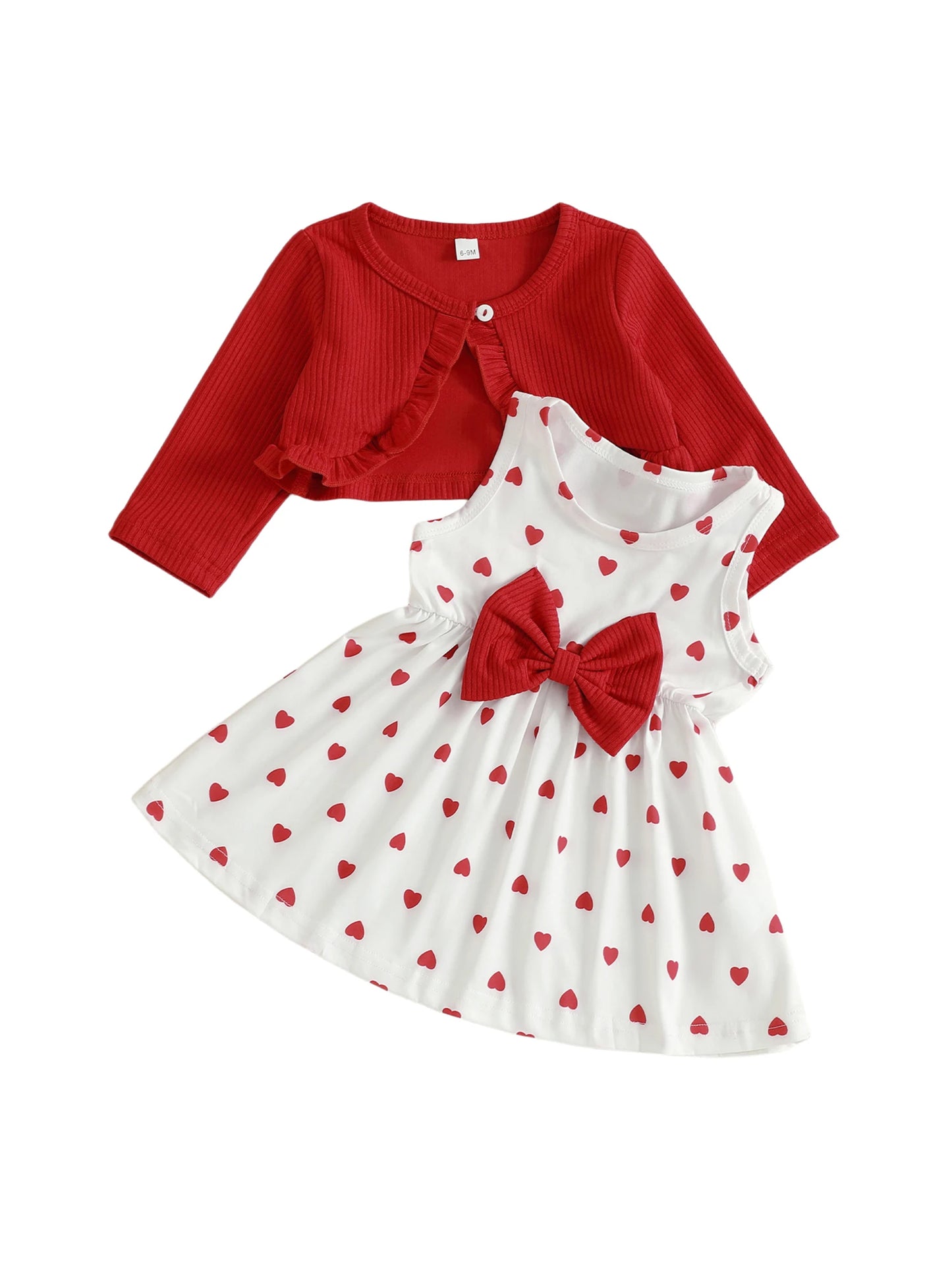 Cute Baby Girl Autumn 2-Piece Dress And Knit Cardigan Set