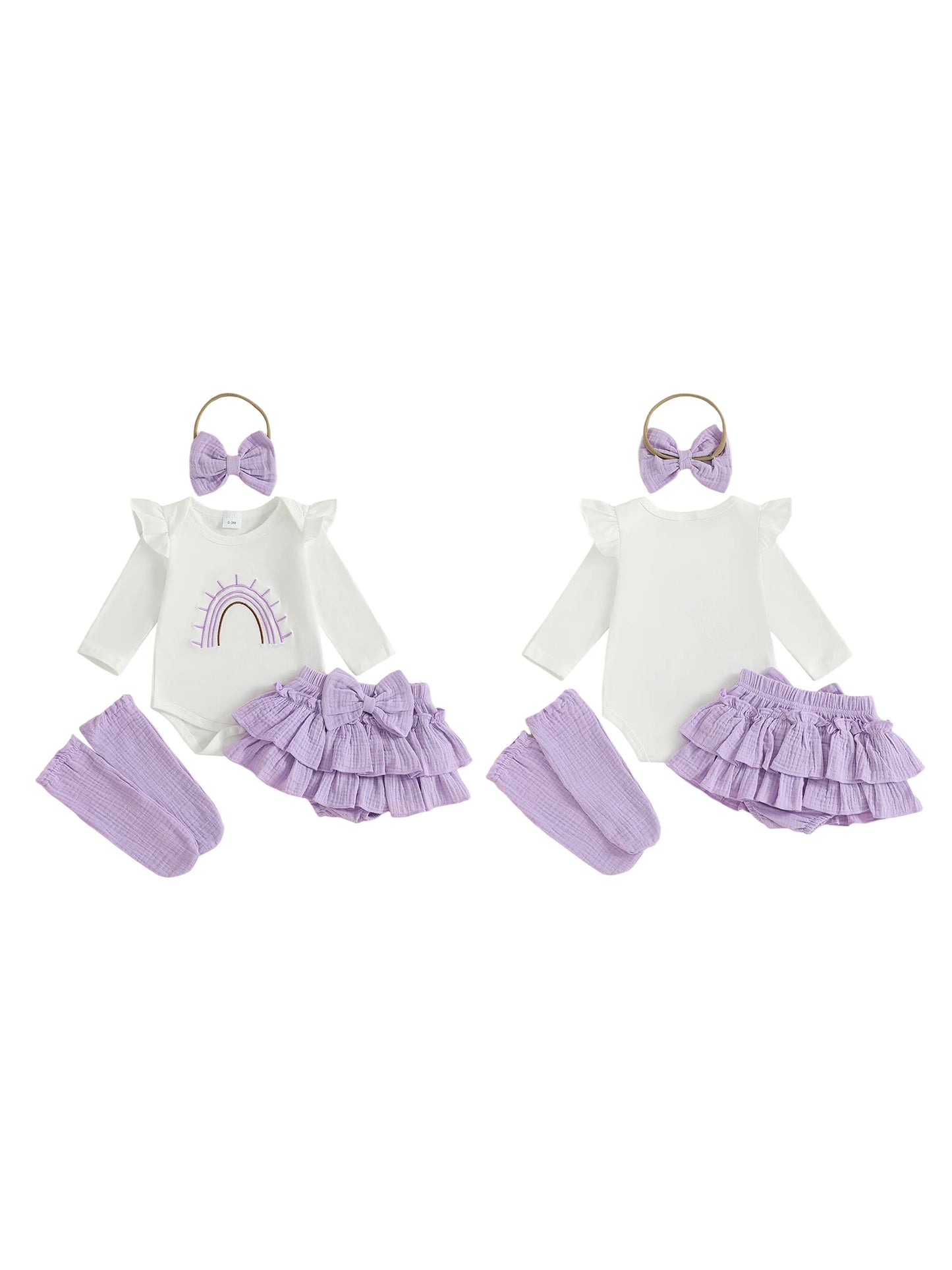 Guangdong Toddler Girls Autumn 4 Piece Romper Headband Set
