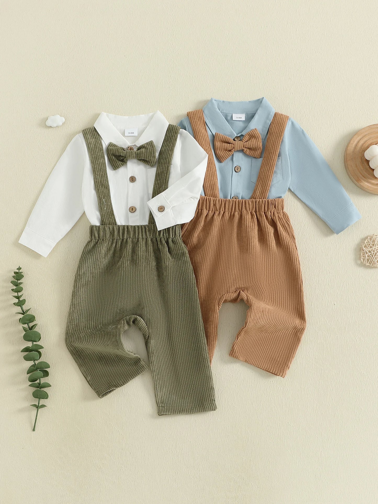 Baby Boy Formal Wear Set Bow Tie And Suspender Pants