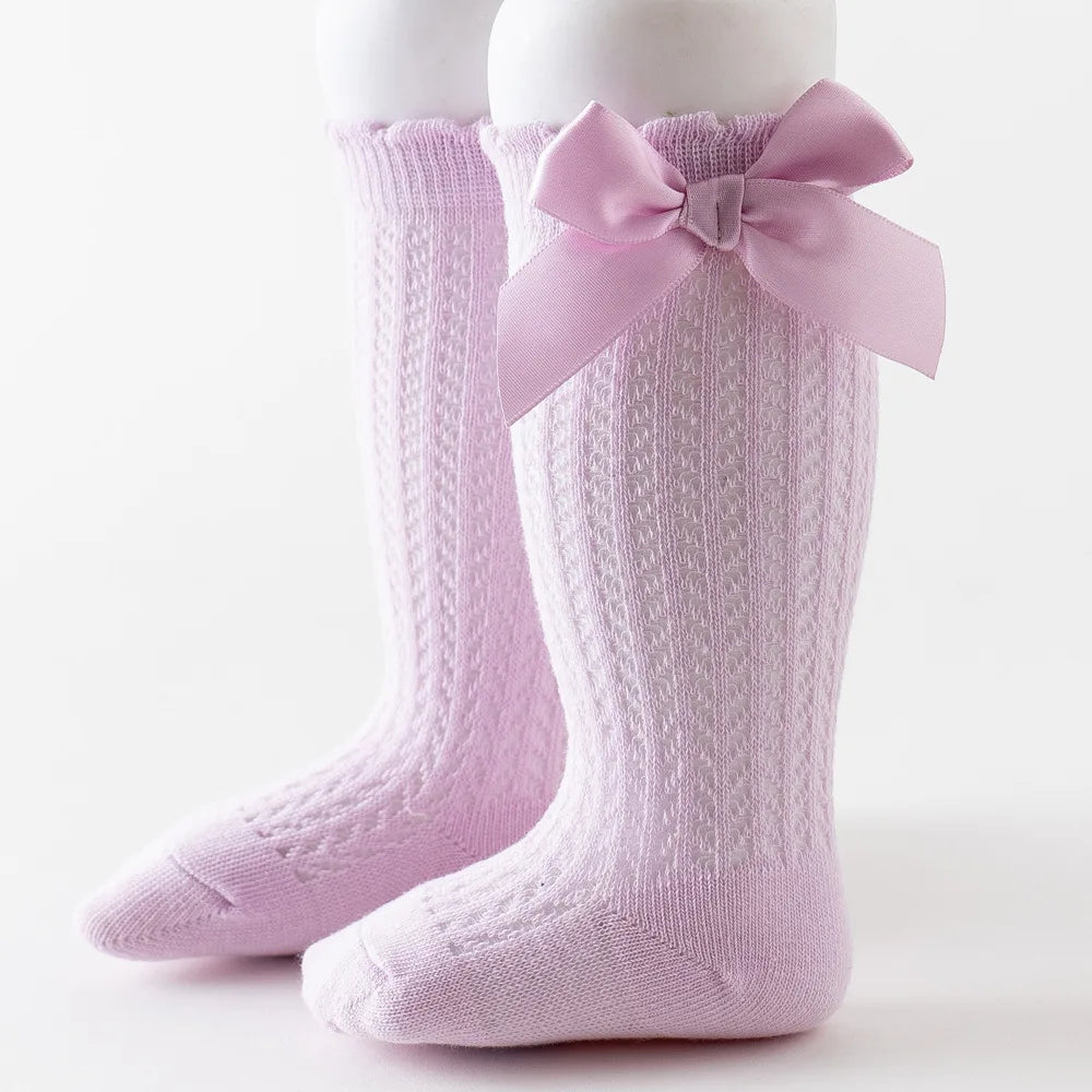 YWHUANSENCN Baby Girls Bowknot Knee High Fishnet Socks
