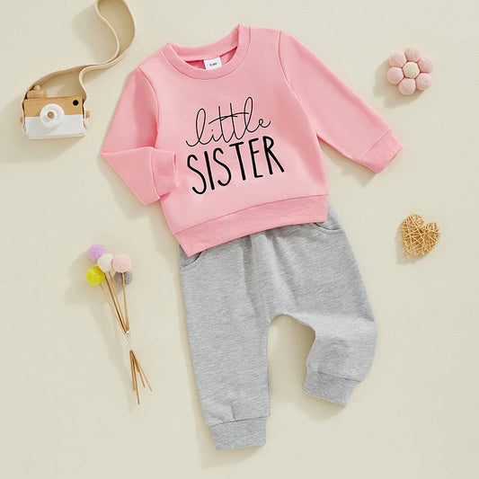 PudcocoCN Baby And Sister Matching Outfit Set Fall Winter