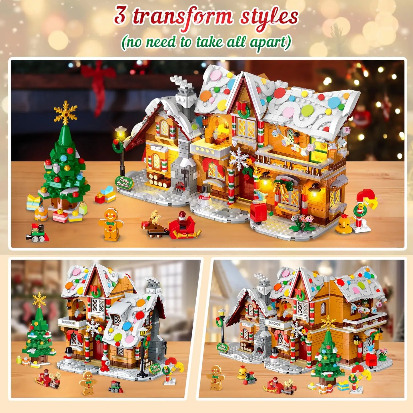HOGOKIDS Christmas Gingerbread House Building Toy With LED