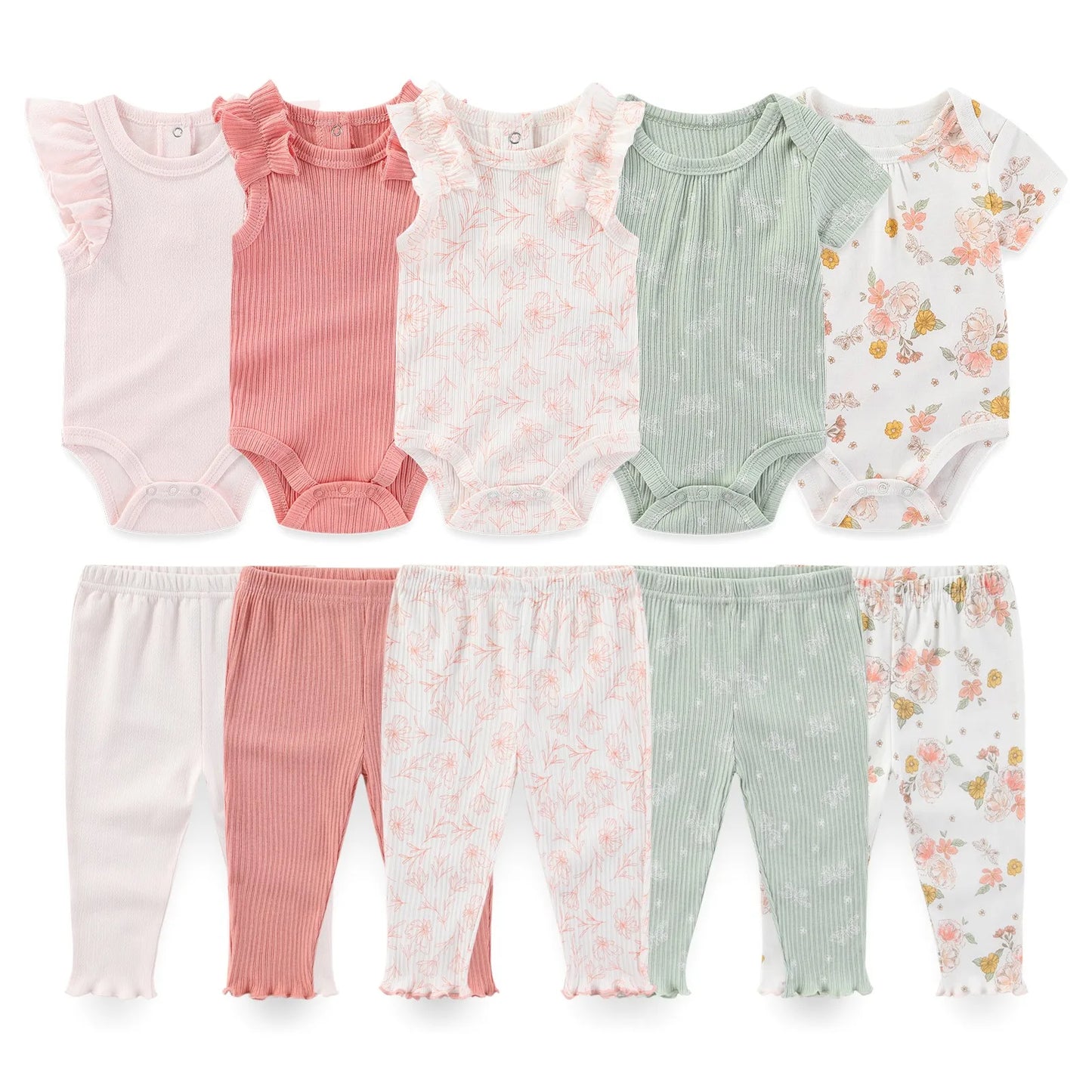 Kiddiezoom Unisex Baby Clothing Set Bodysuits And Pants