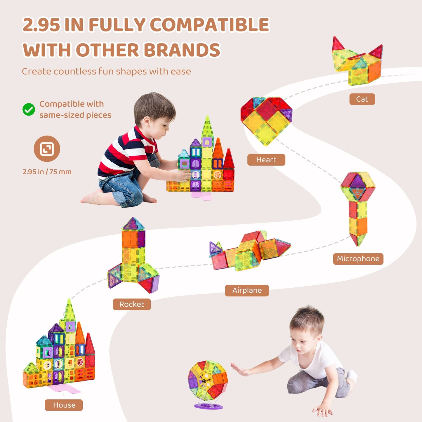 SucceBuy Magnetic Tiles Building Set for Toddlers and Kids