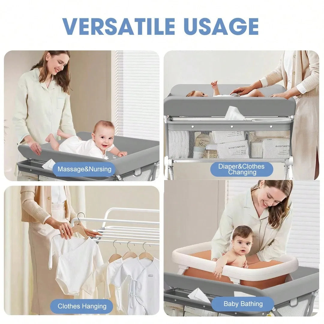SEJOY Adjustable Baby Diaper Changing Table Lockable Wheels