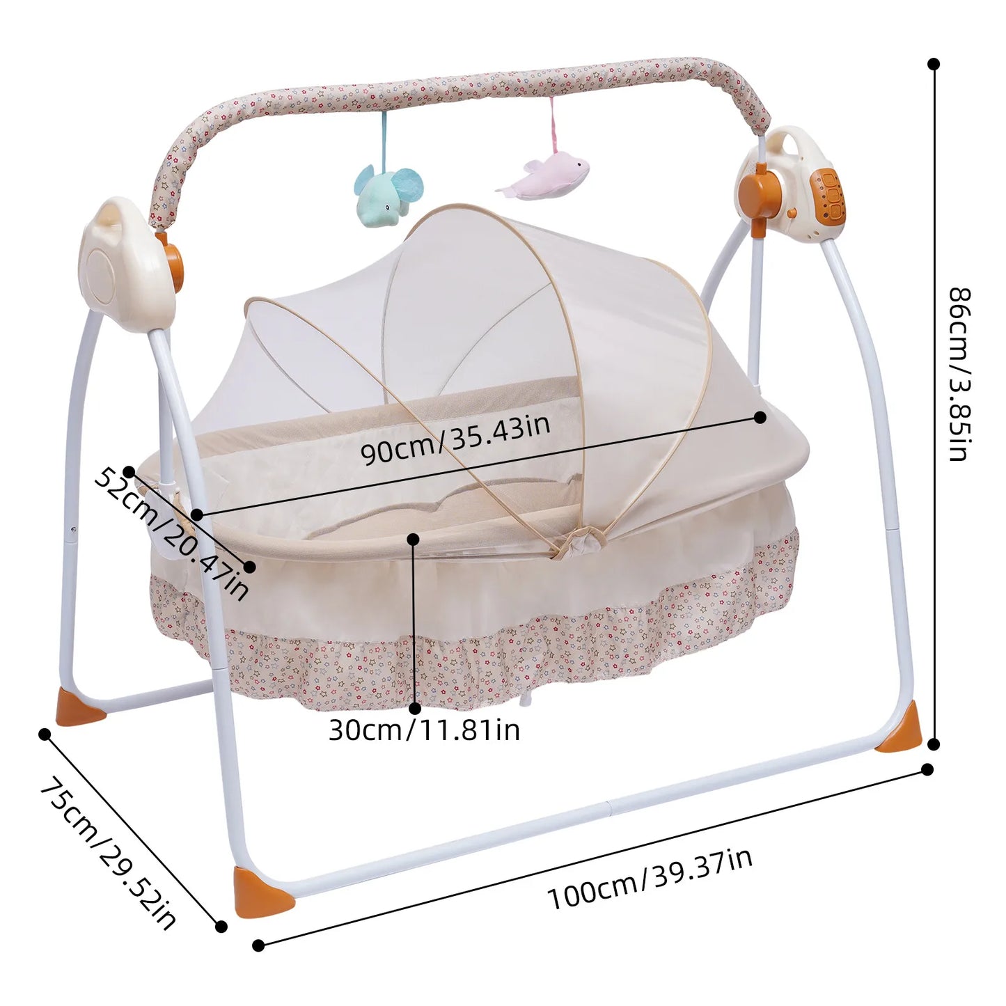 Hign Concerned Electric Baby Swing Cradle With Bluetooth