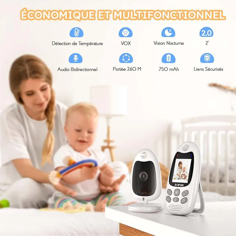 BOIFUN Baby Monitor With Camera Temperature Sensor 720p