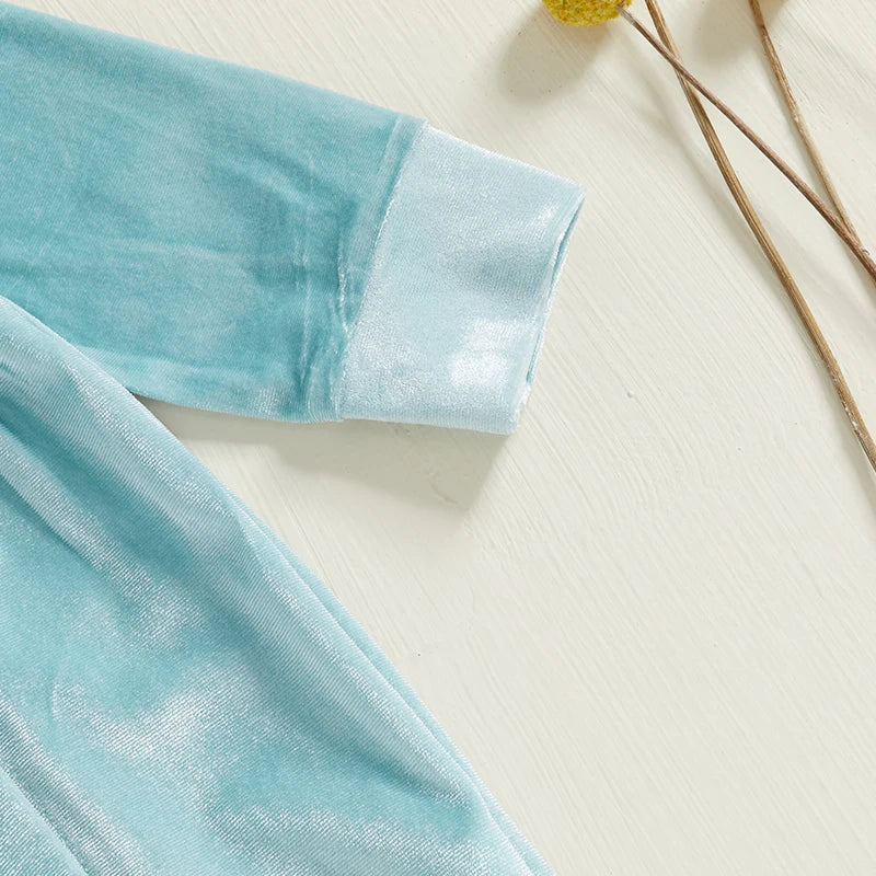 PudcocoCN Velvet Jumpsuit for Baby Unisex with Lace Collar