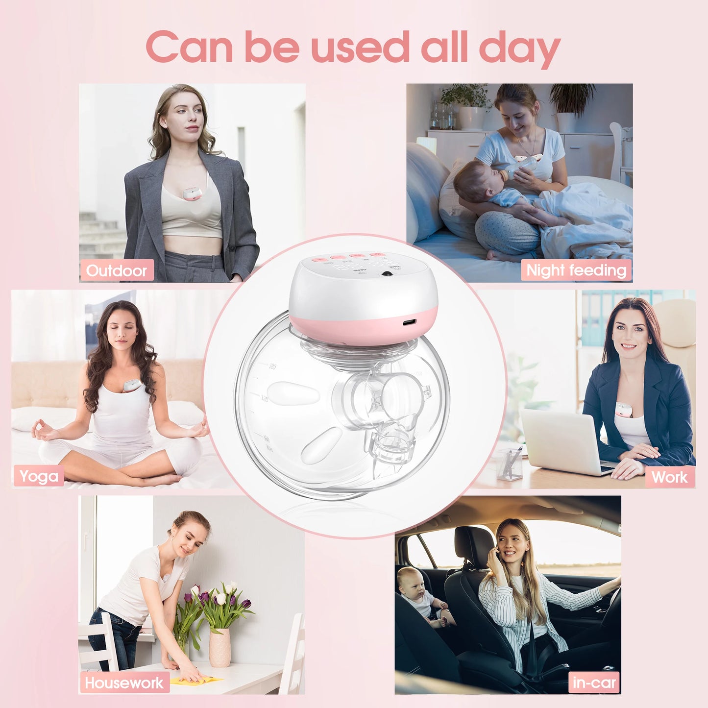 Hign-concerned Wearable Electric Breast Pump USB 1200mAh