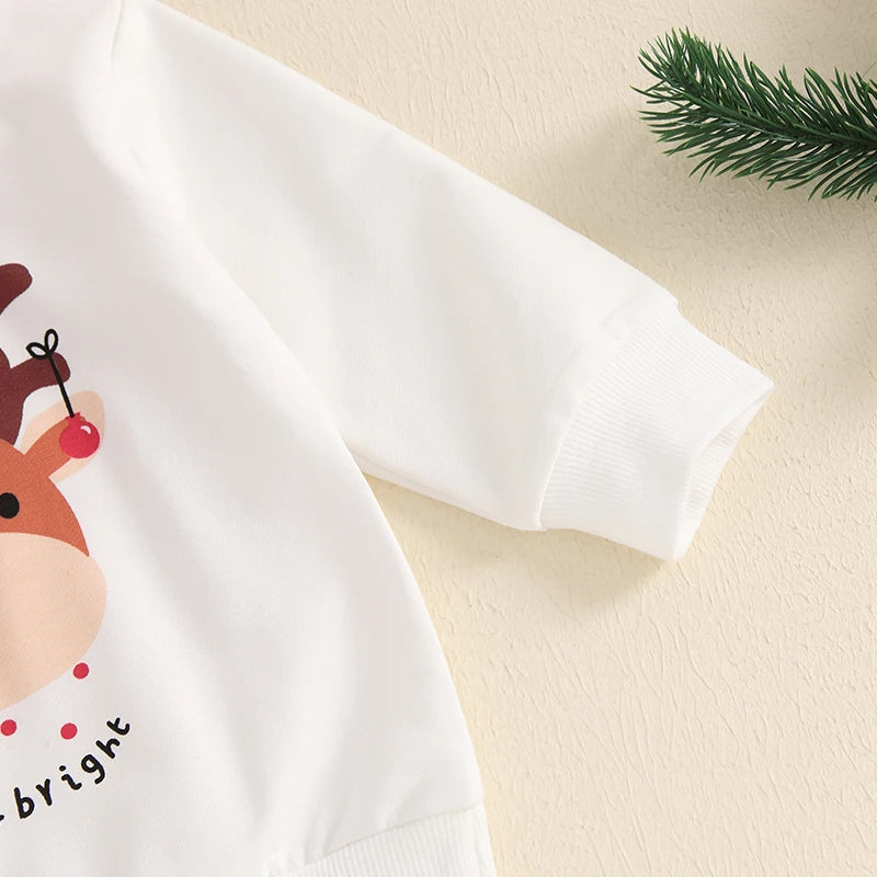 Toddler Christmas Deer Print Sweatshirt And Pants Set