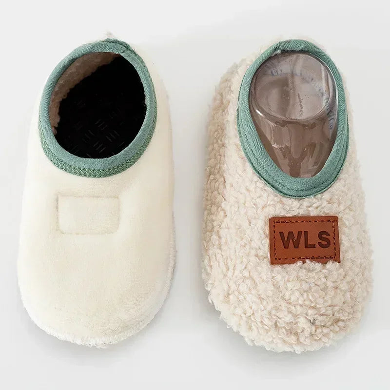 CN Baby Plush Slippers Toddler Anti Slip Indoor Shoes Winter