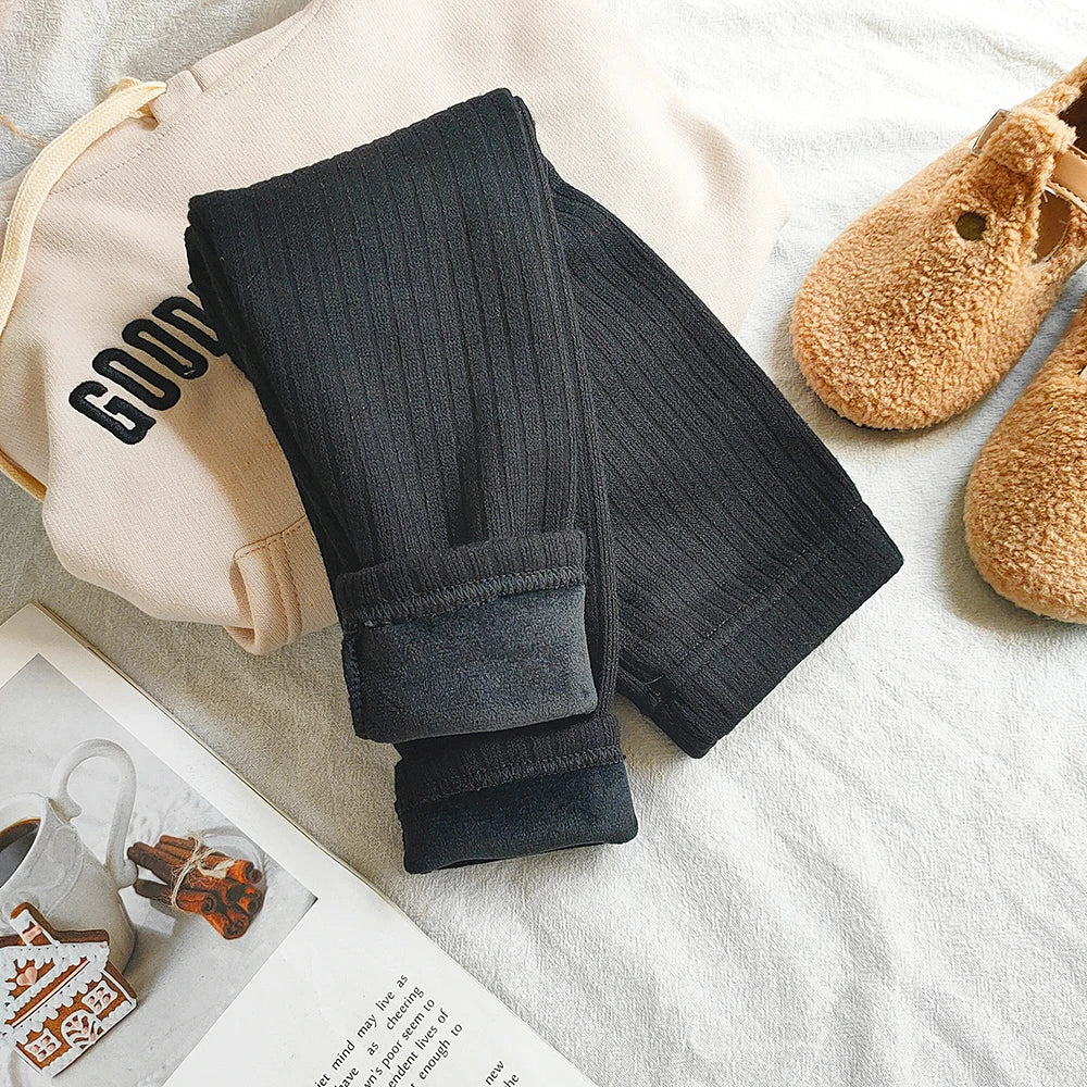 Chirarrose Kids Warm Cashmere Pants Girls Velvet Trousers