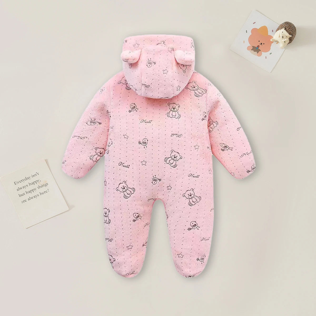 Unisex Cartoon Cotton Newborn Romper Warm Flannel Jumpsuit