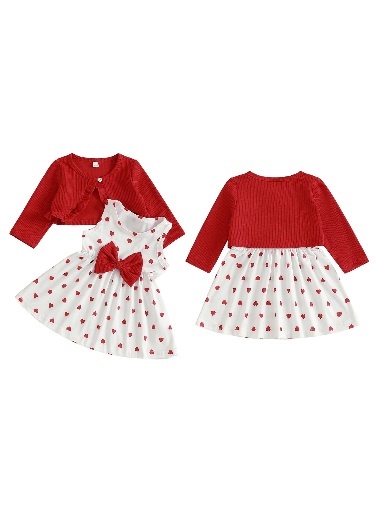 Cute Baby Girl Autumn 2-Piece Dress And Knit Cardigan Set