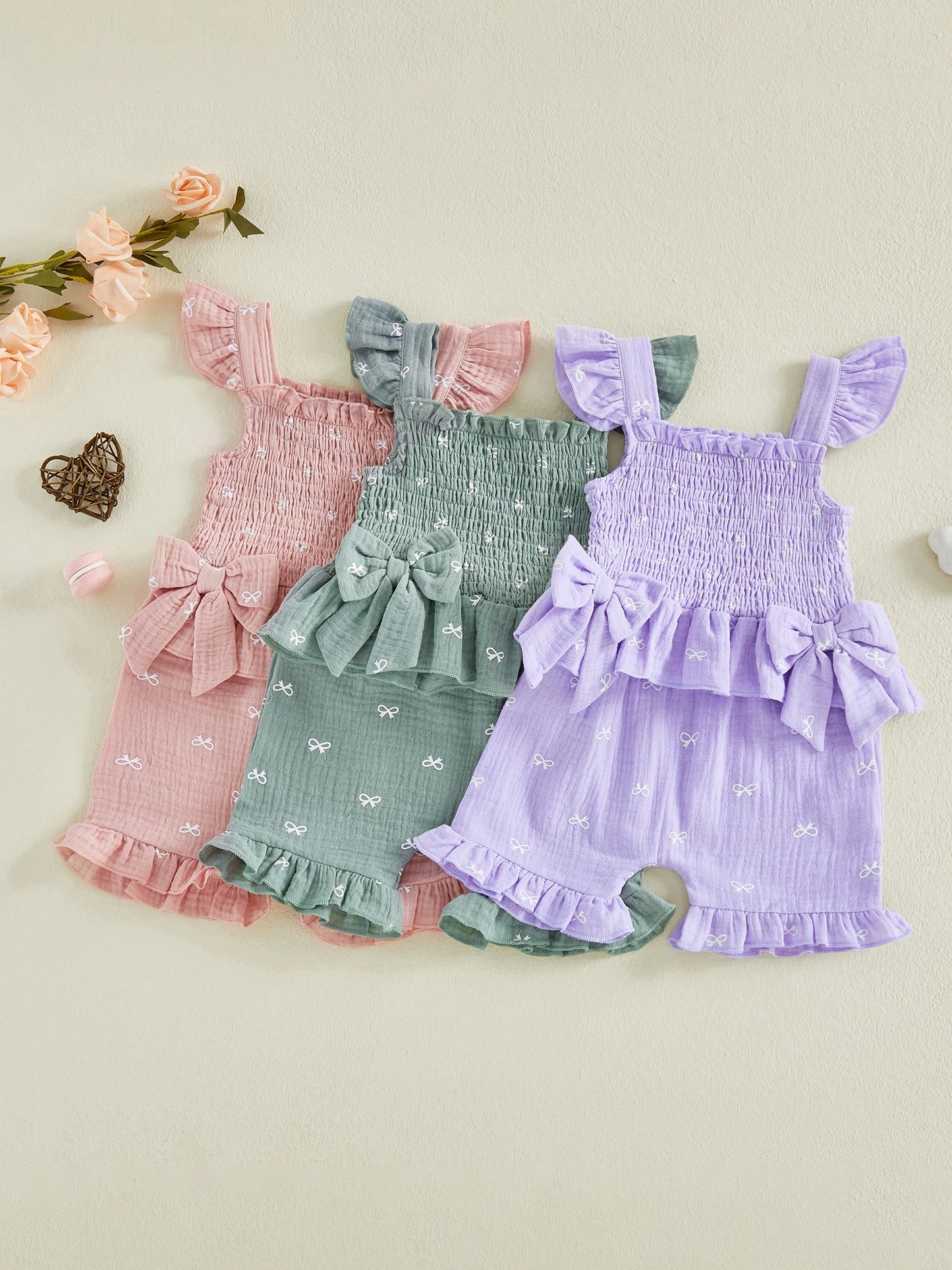 Girls Floral Print Ruffle Sleeve Blouse And Shorts Set