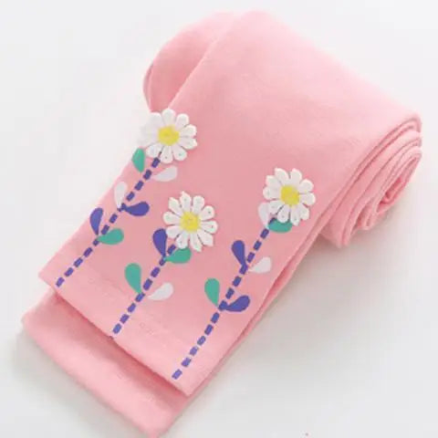 Girls Cotton Leggings With Cartoon Animal Print For Daily Wear