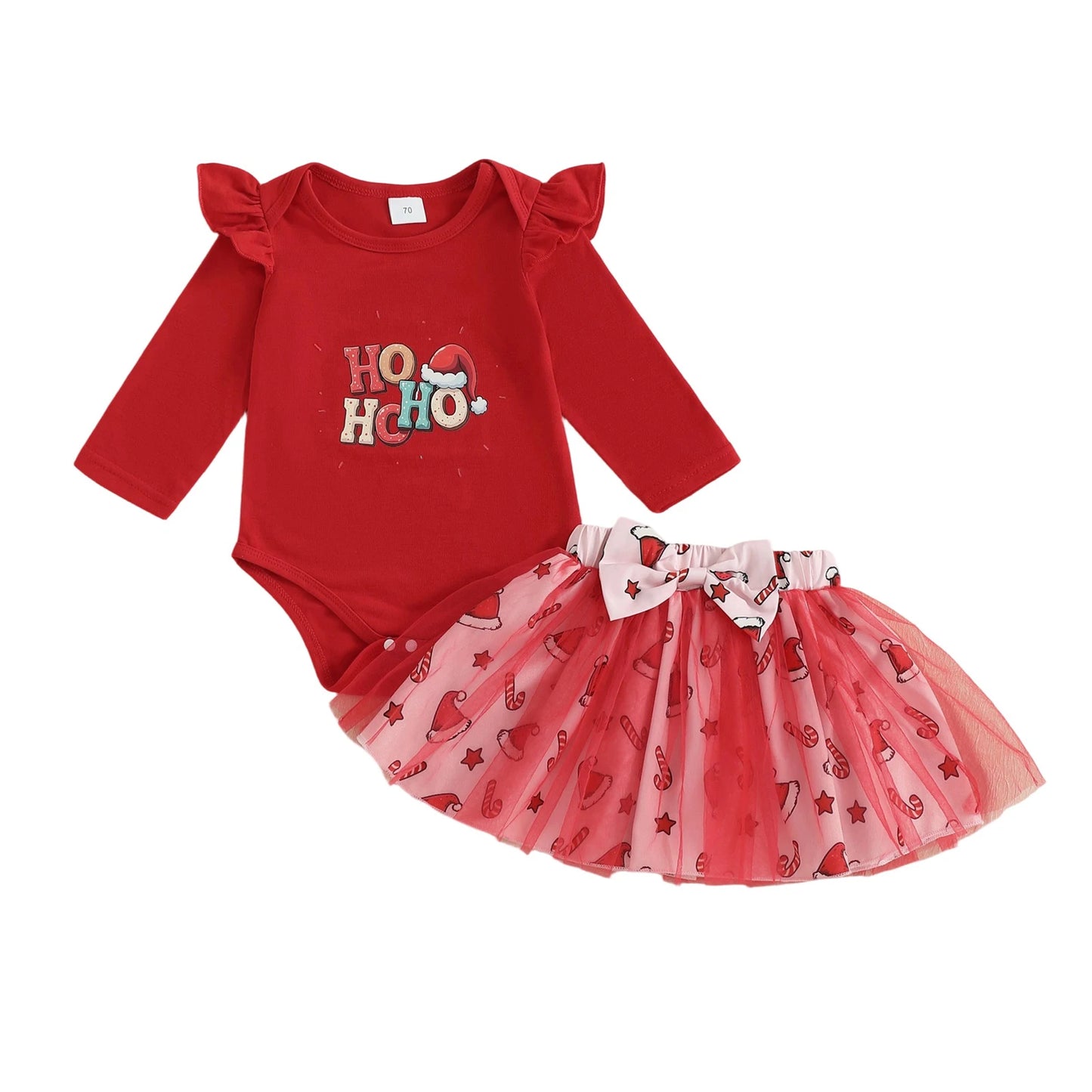 Guangdong Baby Winter Romper Set Print Bow Tulle Skirt