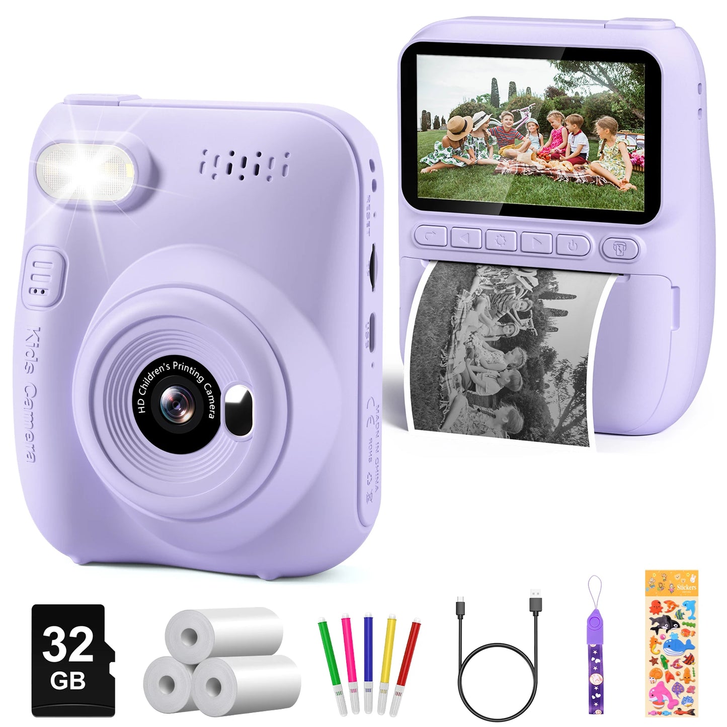 DIAMOOKYCN Instant Print Camera For Kids 32MP 1080P Digital