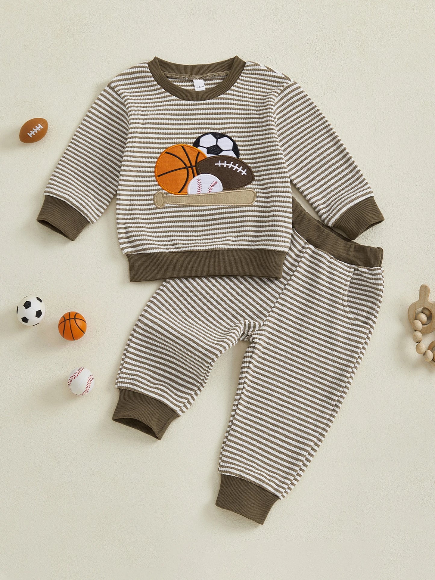 Guangdong Toddler Autumn Outfit Striped Sweatshirt Set