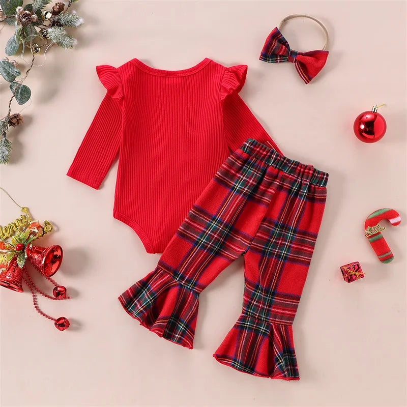 PudcocoCN Toddler Girl Winter Deer Print 3Pcs Outfit Set