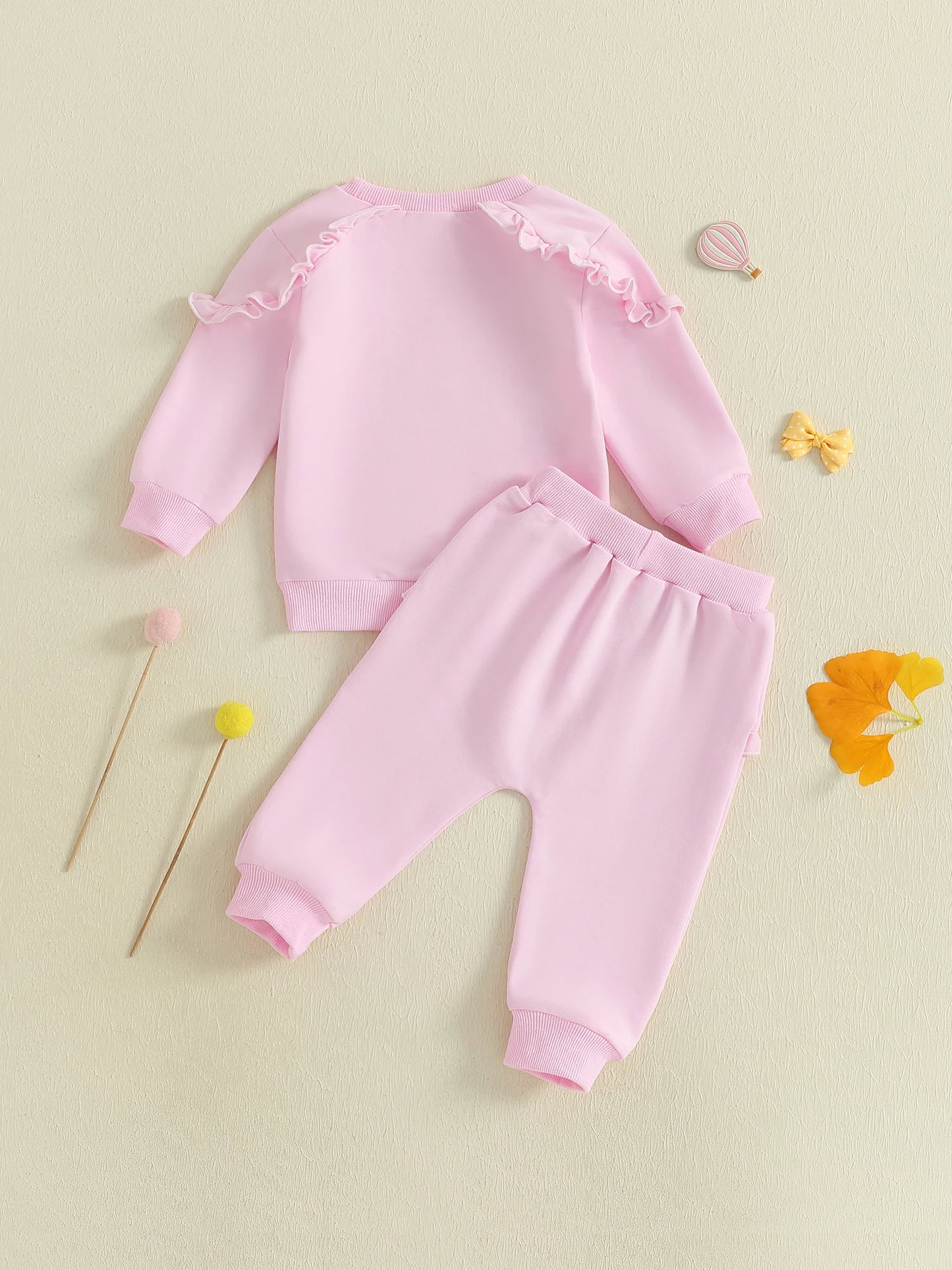Meihuida Girls 2-Piece Outfit Long Sleeve Ruffle Top And Drawstring Pants