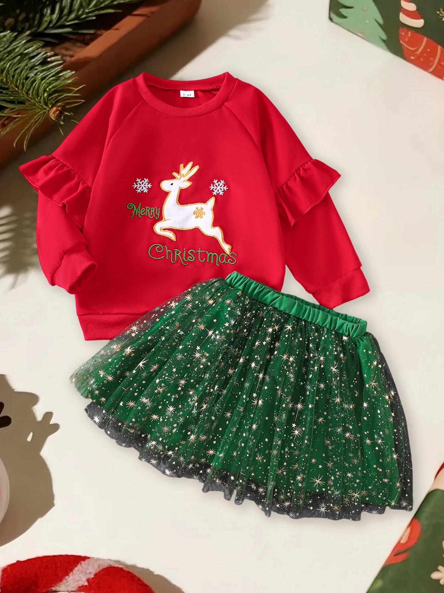 CN Guangdong Christmas Baby Girl Santa Romper Set With Headband