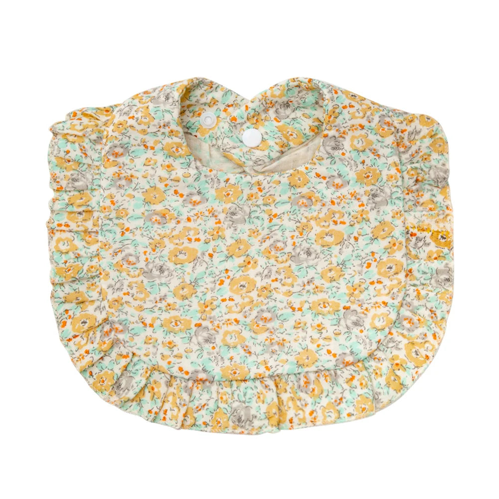 Flower Print Baby Bibs Adjustable Snap Burp Cloths Muslin Cotton